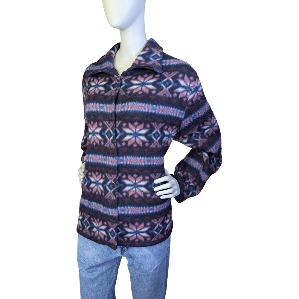 Vintage 90s Nordic Fleece Button-Up | Made In Canada | Size Large - Picture 2 of 7